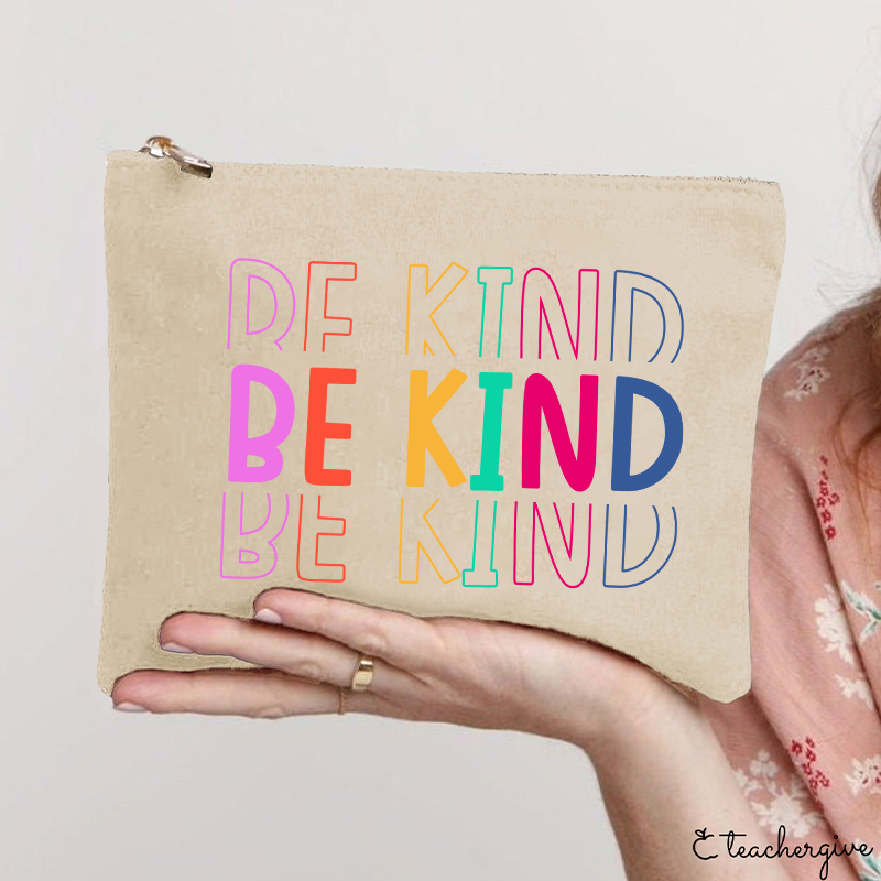 Be Kind Colorful Stripes Teacher Makeup Bag