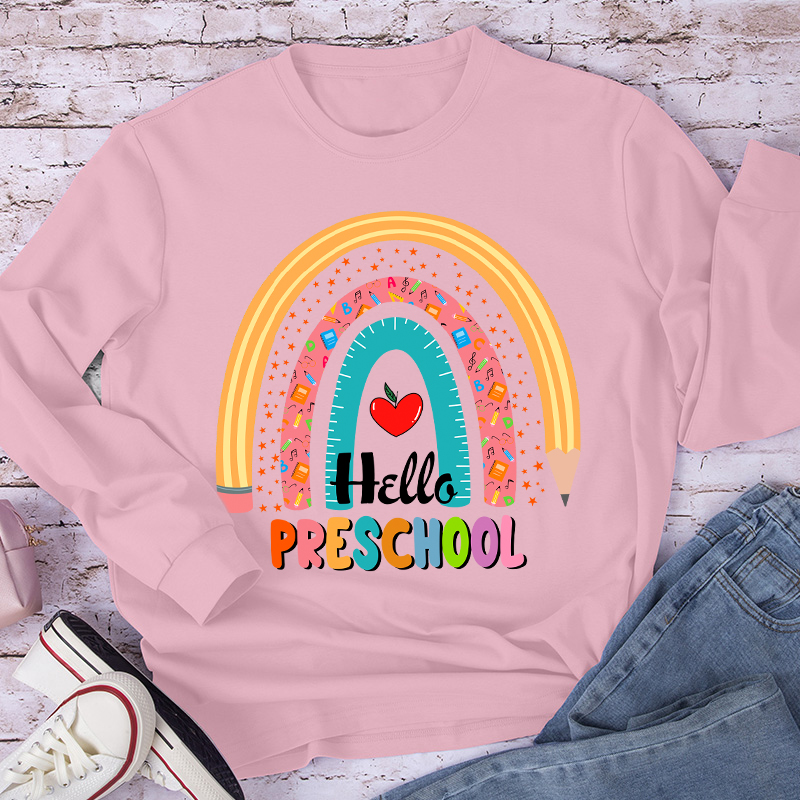 Personalized Hello Preschool Teacher Long Sleeve T-Shirt