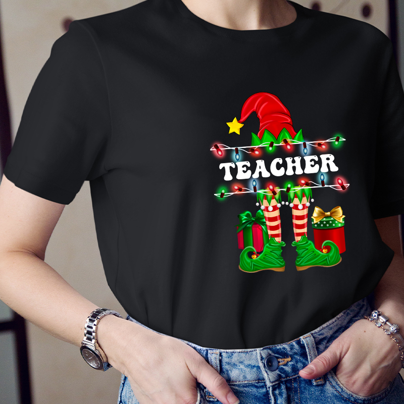 Teacher Elf Christmas Life Teacher T-Shirt