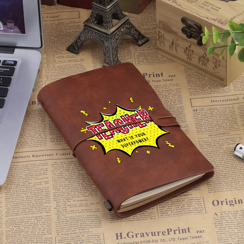 Teacher What Is Your Superpower Faux Leather Notebook