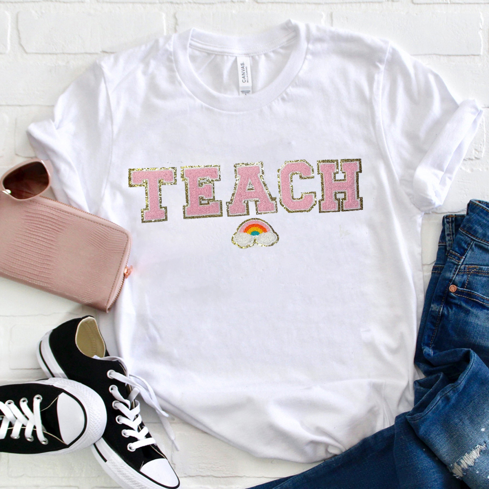 Pink Teach Rainbow T-Shirt