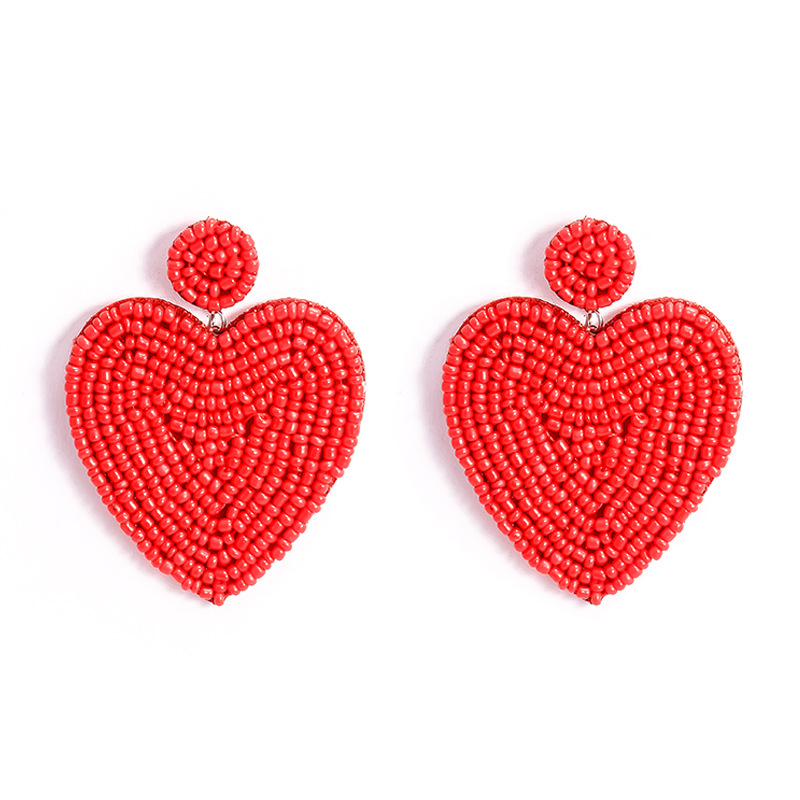 Red Beads Heart Earrings