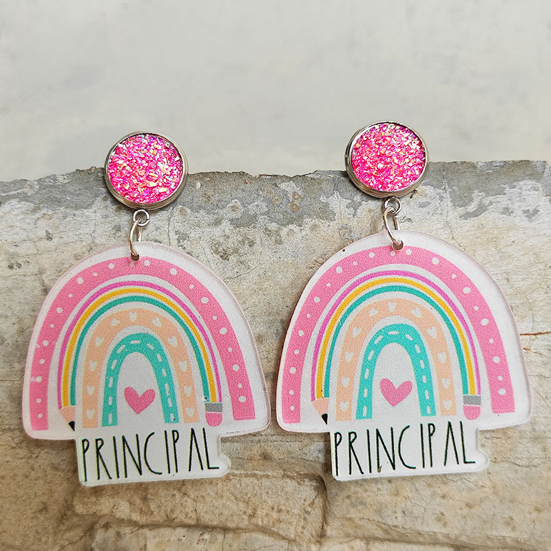 Rainbow Principal  Acrylic  Earrings