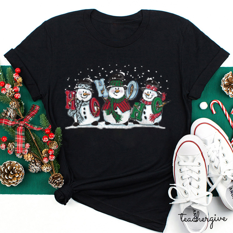 Dancing Snowman Ho Ho Ho Teacher T-Shirt