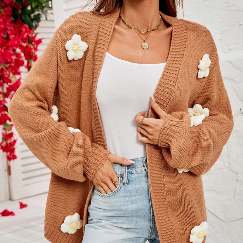 Women's Loose Flower Cardigan Sweater