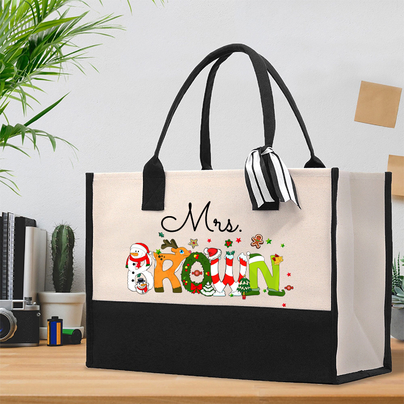 Personalized Christmas Style Cotton Tote Bag