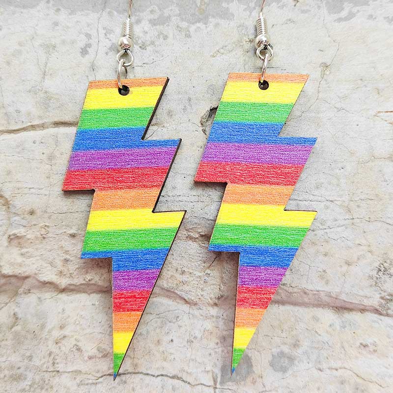 Colorful Rainbow Earrings Wooden Earrings
