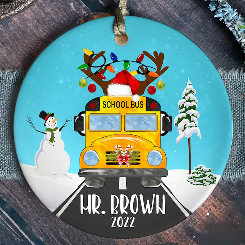 Personalized Bus Driver Ceramic Christmas Ornament