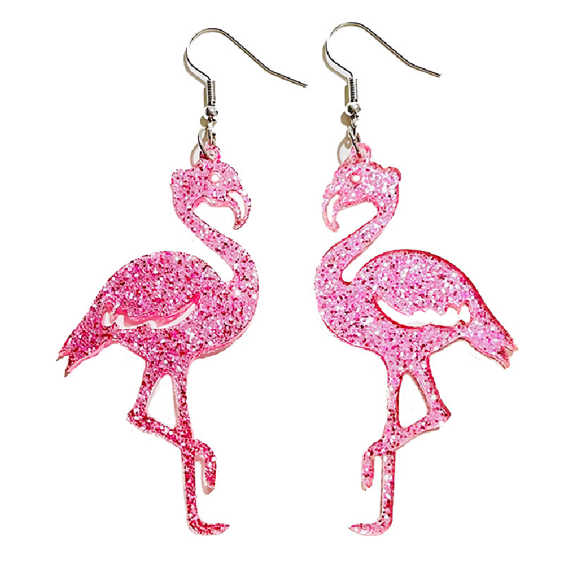 Flamingo Glitter Teacher Acrylic Earrings