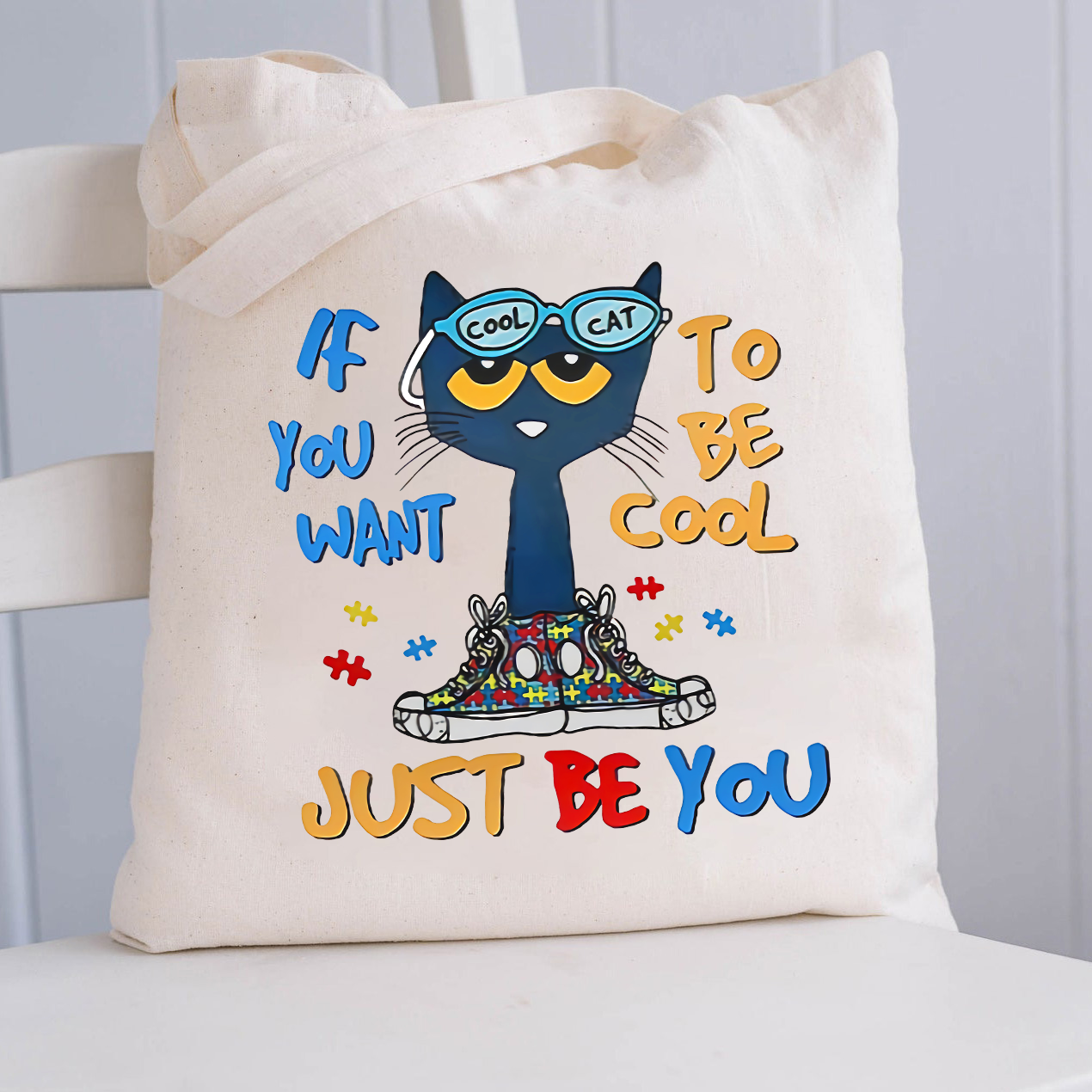Pete The Cat If You Want To Be Cool Just Be You Teacher Tote Bag