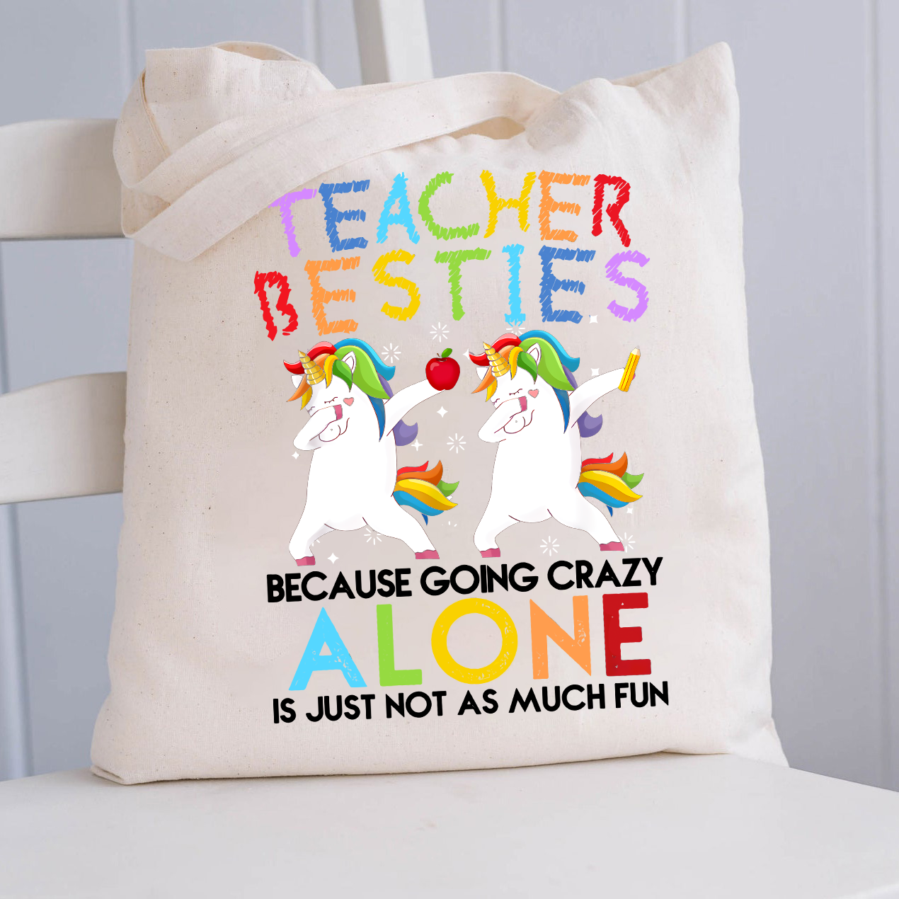 Unicorn Teacher Besties Teacher Tote Bag