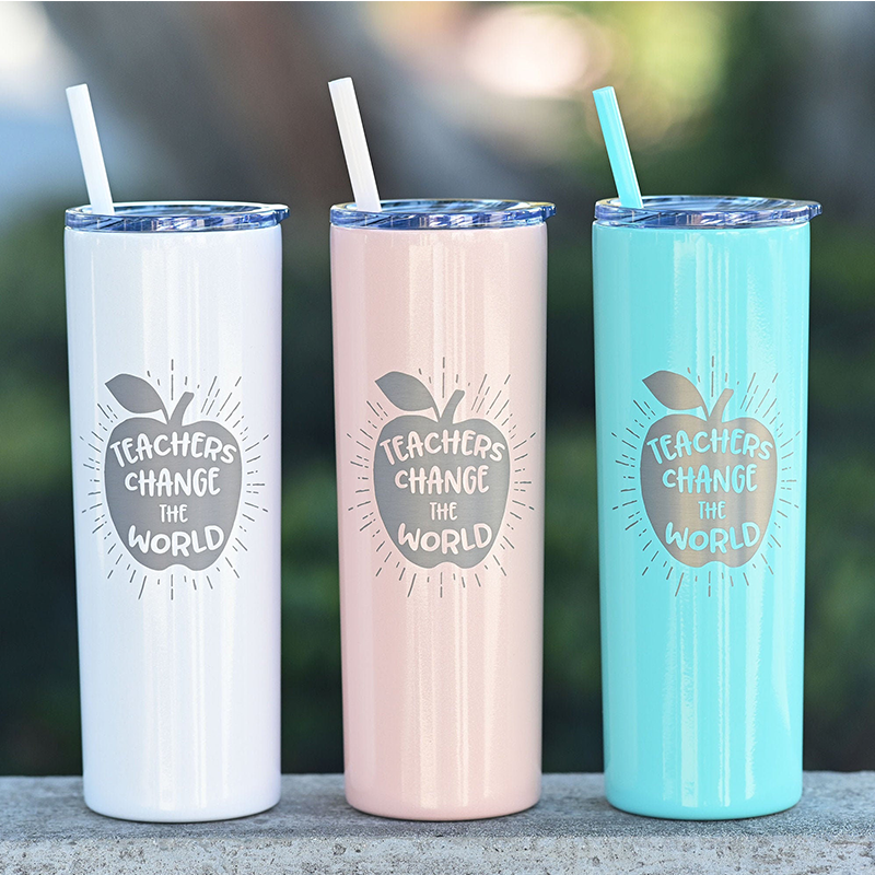 Personalized Apple-Shaped Teachers Change The World Teacher Tumbler