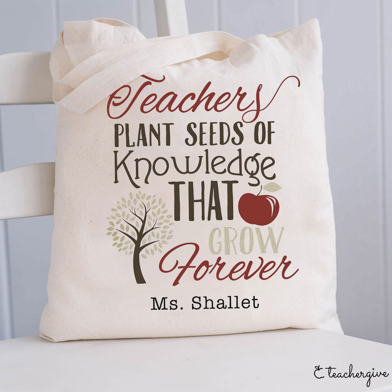 Personalized Teachers Plant Seeds Of Knowledge That Grow Forever Teacher Tote Bag