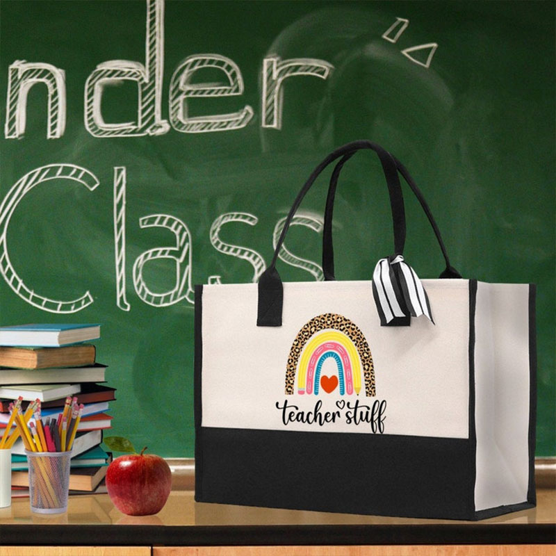 Teacher Stuff Rainbow Teacher Cotton Tote Bag