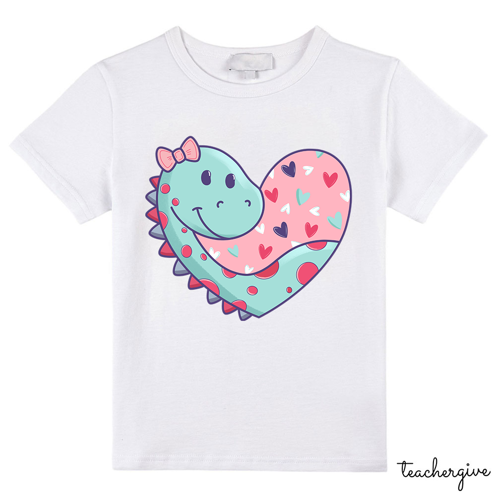 Cute Valentine Dinosaur Kid T-Shirt