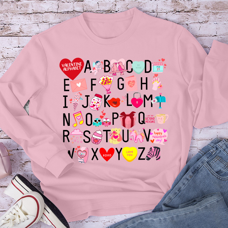 Valentine Alphabet Teacher Long Sleeve T-Shirt