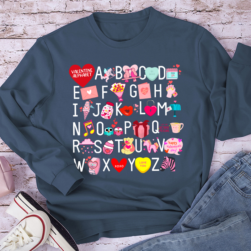 Valentine Alphabet Teacher Long Sleeve T-Shirt