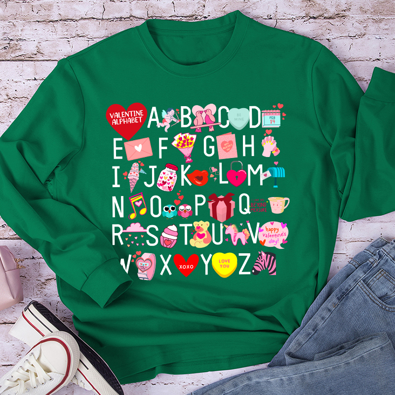 Valentine Alphabet Teacher Long Sleeve T-Shirt