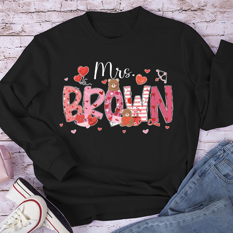 Personalized Show My Love Teacher Long Sleeve T-Shirt