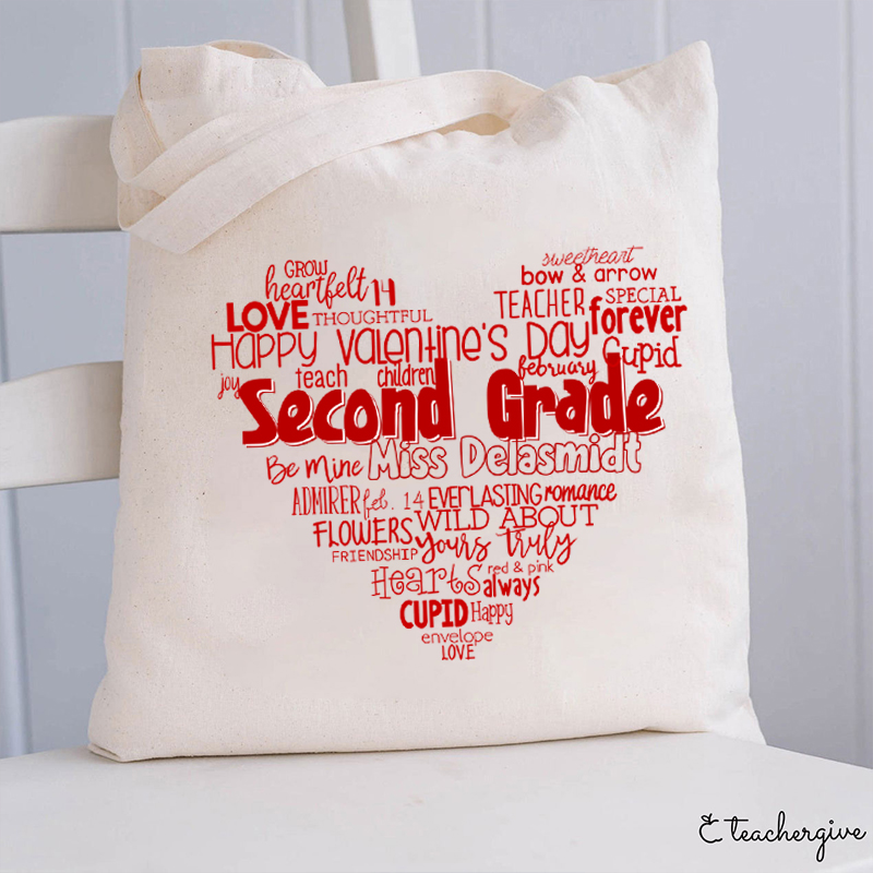 Personalized Teacher's Valentine's Day Teacher Tote Bag