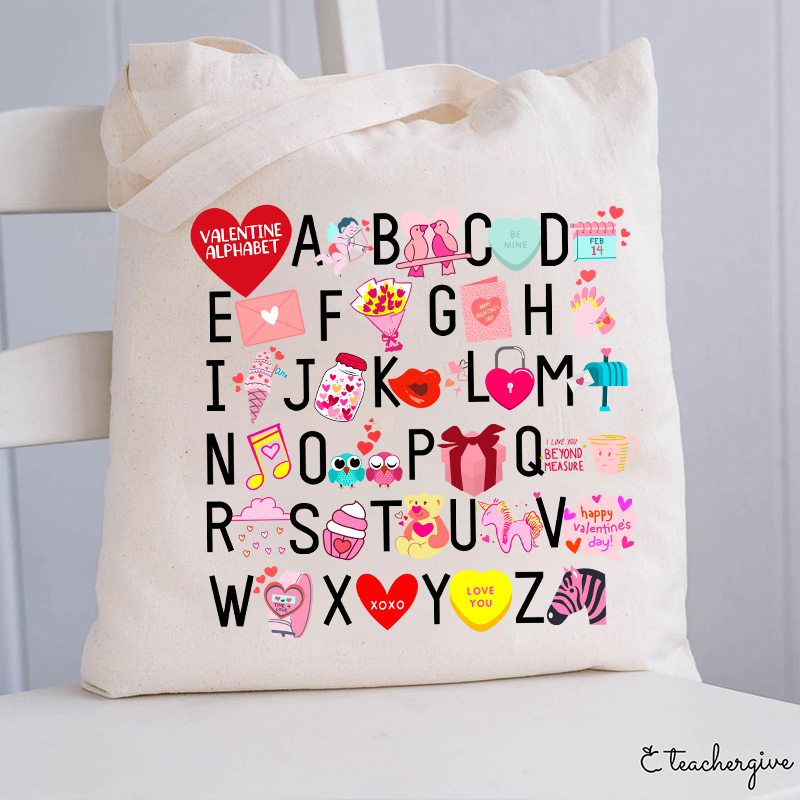 Valentine Alphabet Teacher Tote Bag