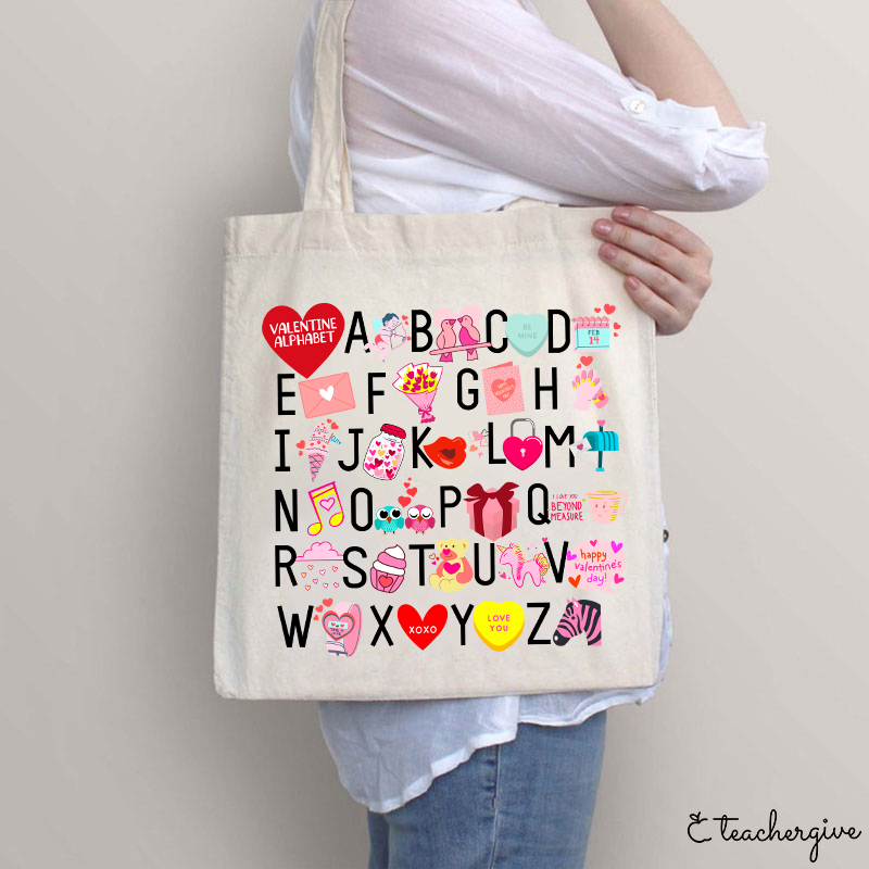 Valentine Alphabet Teacher Tote Bag