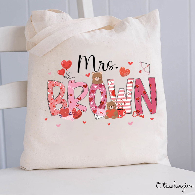 Personalized Show My Love Teacher Tote Bag