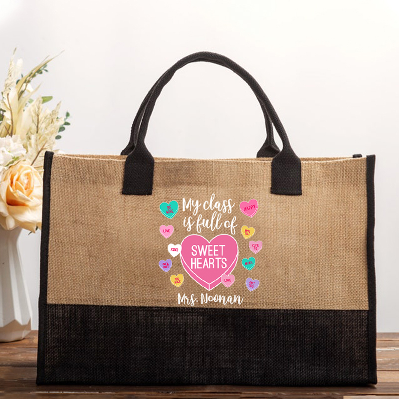 Personalized My Class Is Full Of Sweethearts Teacher Cotton Tote Bag