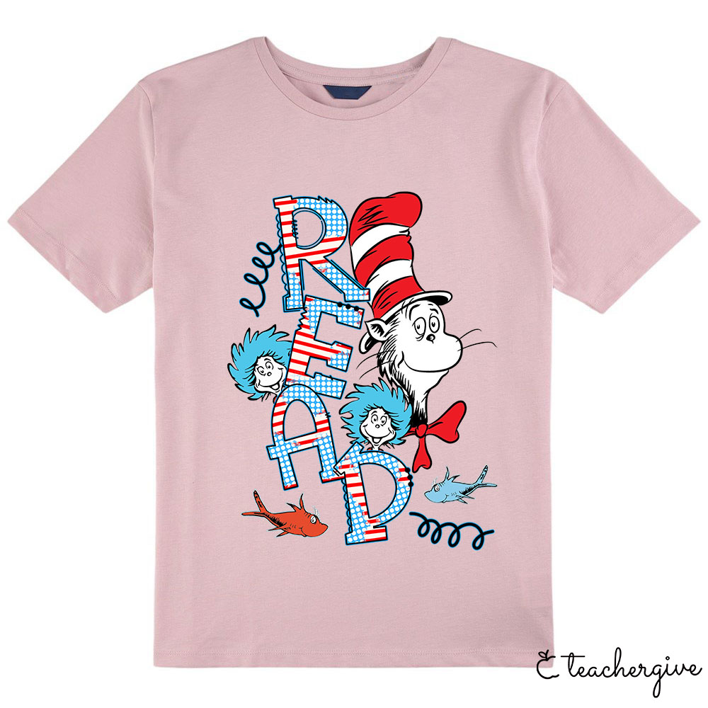READ Letter Cat Wearing Hat Kid T-Shirt
