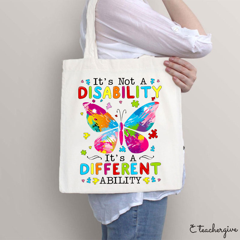 Puzzle Butterfly It's A Different Ability Teacher Tote Bag