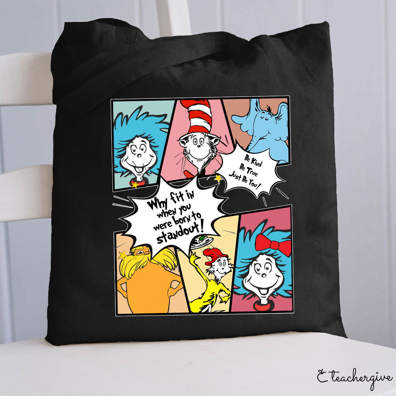 Why Fit In Dr. Seuss Squad Teacher Tote Bag