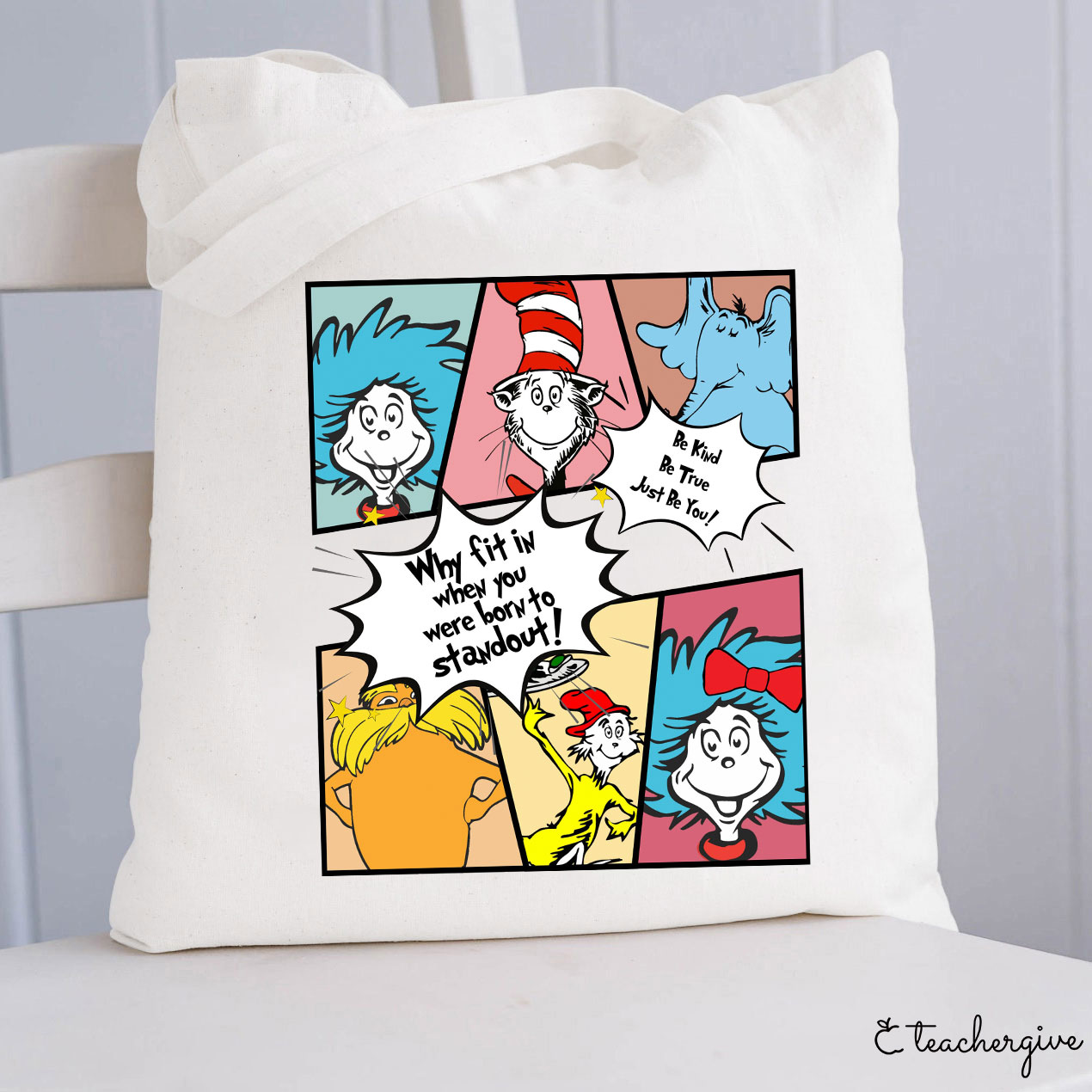Why Fit In Dr. Seuss Squad Teacher Tote Bag