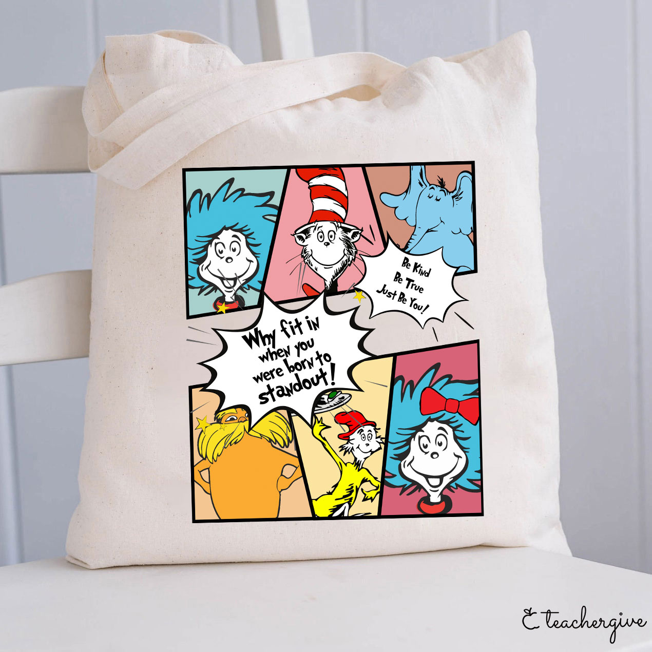 Why Fit In Dr. Seuss Squad Teacher Tote Bag