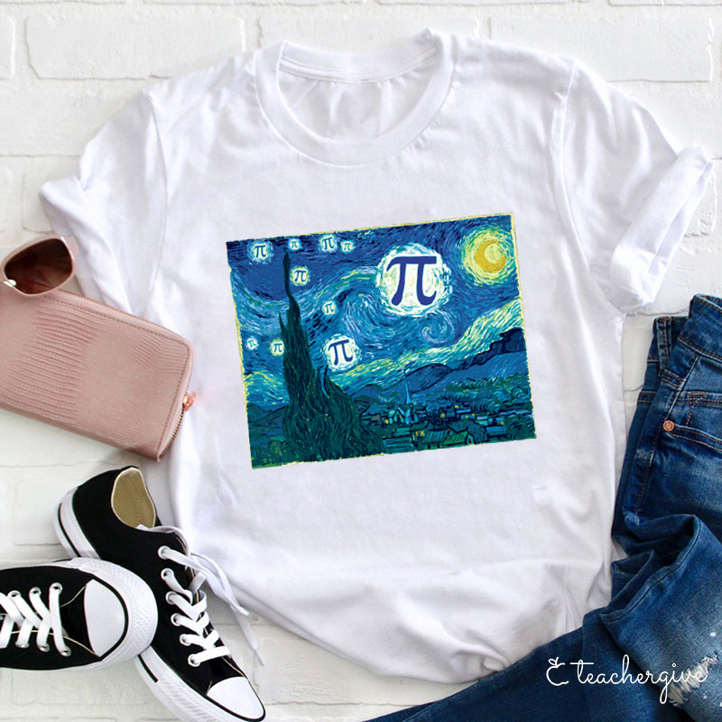 Starry Night With Pi Teacher T-Shirt
