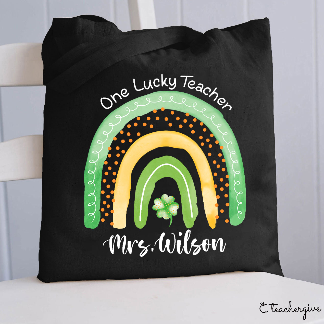 Personalized Name One Lucky Teacher Tote Bag