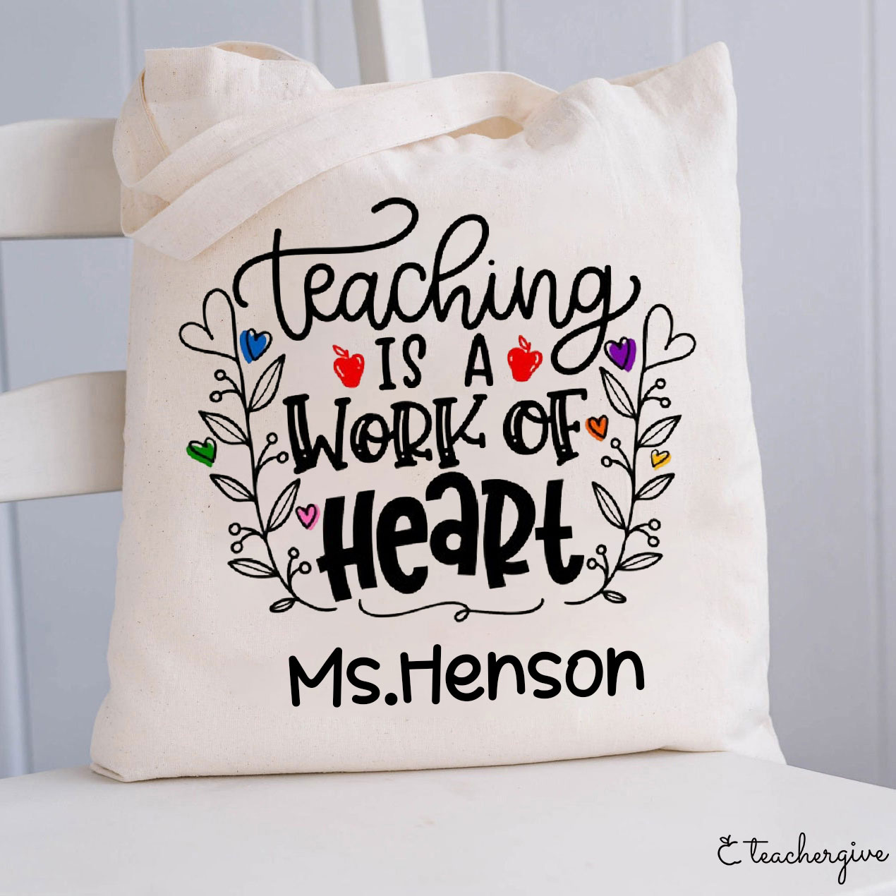 Personalized Teaching Is A Work Of Heart Teacher Tote Bag