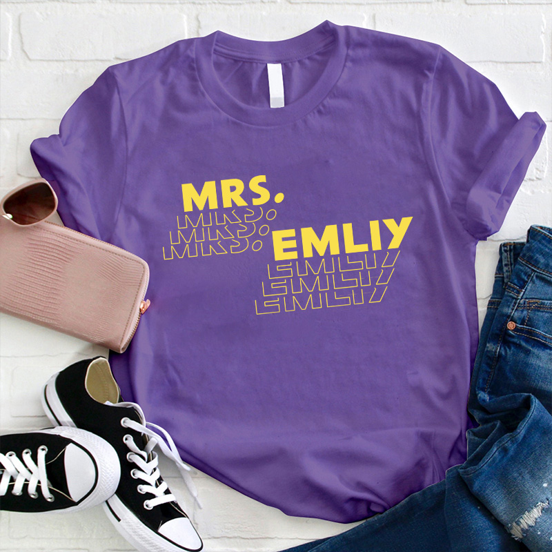 Personalized Teacher Name Simple Design Teacher T-Shirt