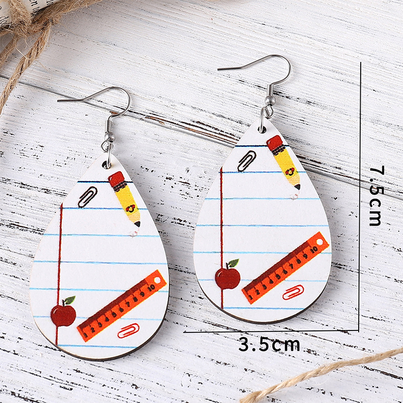 Writable Surface Teacher Wooden Earrings