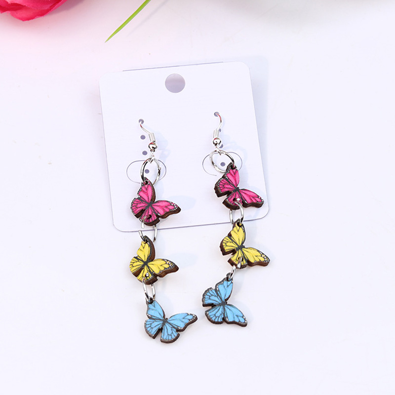 Colorful Butterflies Wooden Earrings