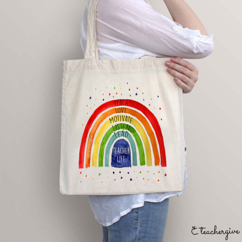 Teacher Life Teach Love Motivate Teacher Tote Bag