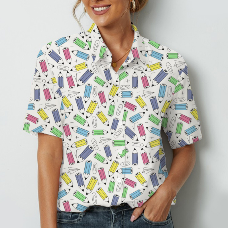 Colorful Pencils Teacher Short Sleeve Shirt