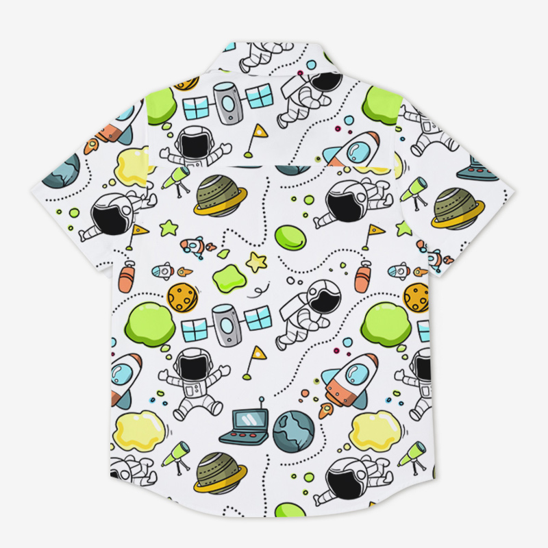 Space Travel Kids Short Sleeve Shirt