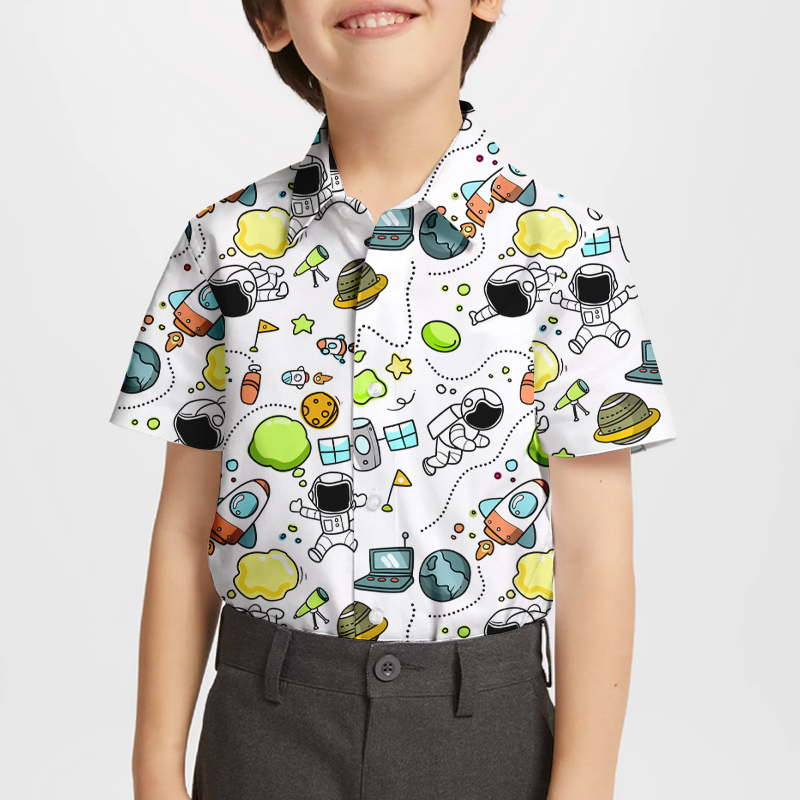 Space Travel Kids Short Sleeve Shirt