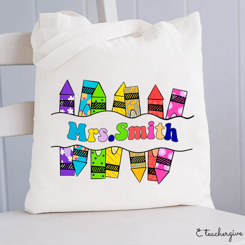 Personalized Teacher Name Tote Bag