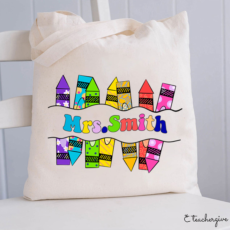 Personalized Teacher Name Tote Bag