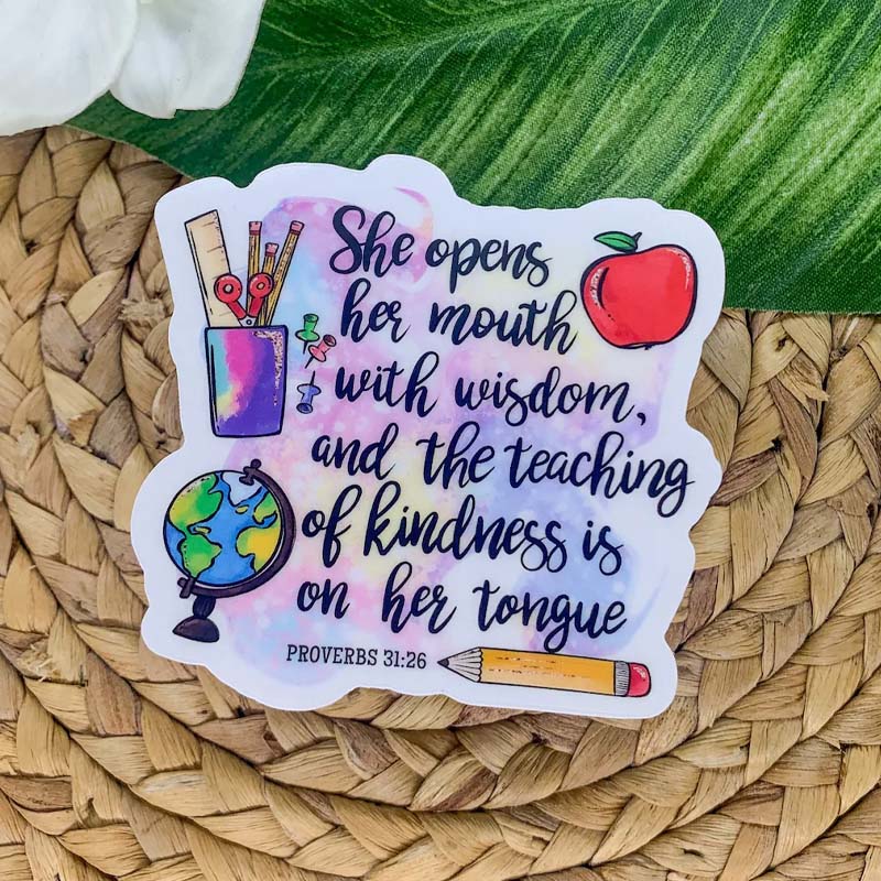 She Opens Her Mouth With Wisdom Teacher Stickers