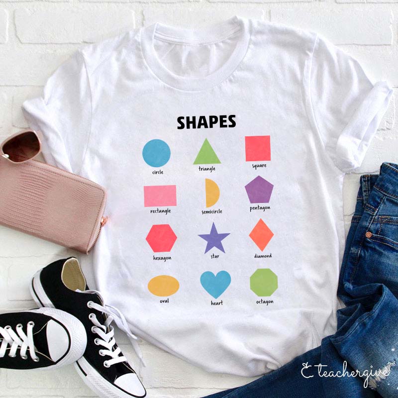 Twelve Colorful Shapes Teacher T-Shirt
