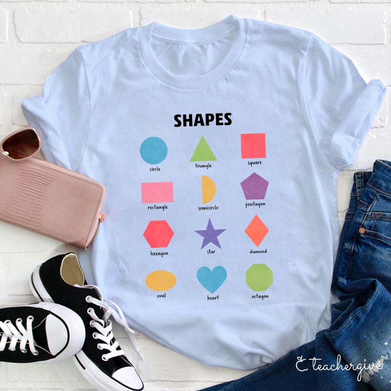 Twelve Colorful Shapes Teacher T-Shirt