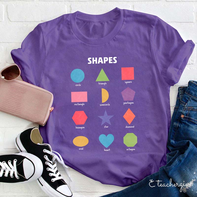 Twelve Colorful Shapes Teacher T-Shirt