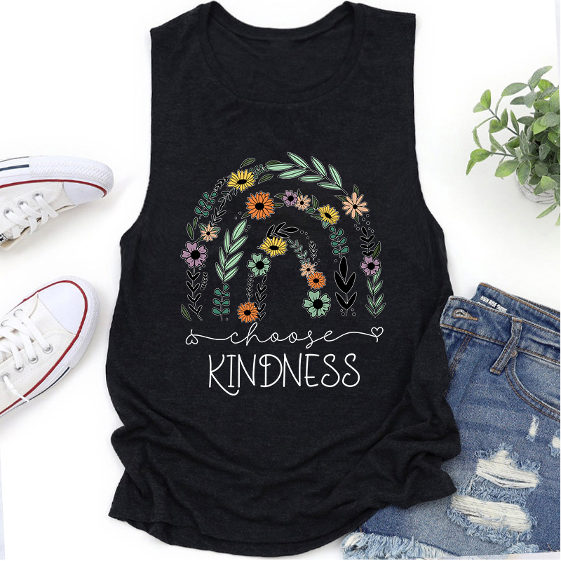 Flower Rainbow Choose Kindness Teacher Tank Top